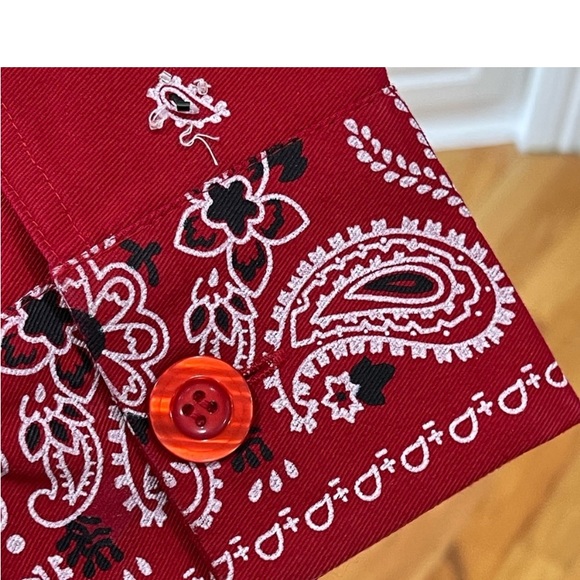 Quacker Factory red bandanna paisley pattern western with crystals size small - Picture 5 of 7